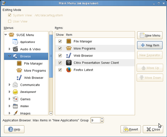 SLED 11 GNOME Create Applications Main Menu Entry 5