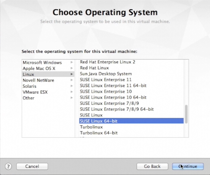 Install openSUSE 13.X KDE on VMware Fusion 6 Steps - Choose OS Type