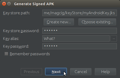 Android Studio Generate Signed APK Done