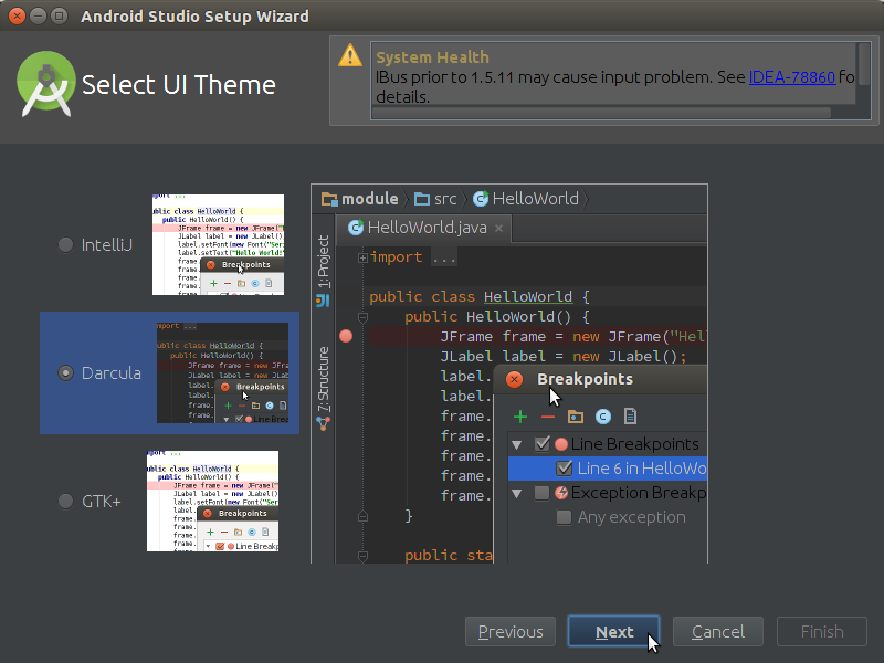 How to Properly Make the First, SetUp on Android Studio IDE for Linux - Theme