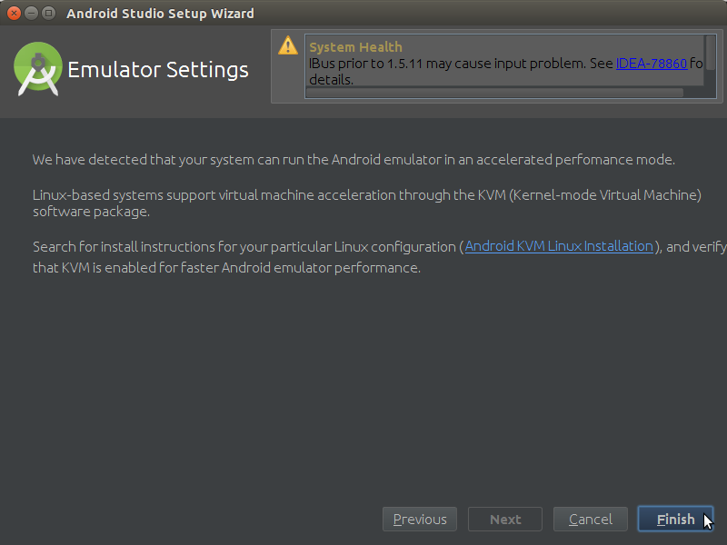 How to Properly Make the First, SetUp on Android Studio IDE for Linux - Notice about Enabling KVM