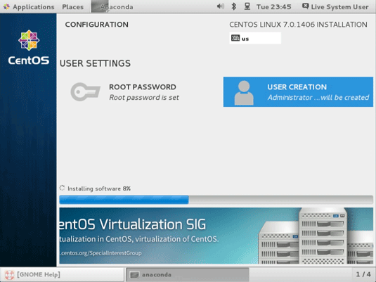 Install CentOS 7 GNOME on Parallels Desktop 9 - Create User 1