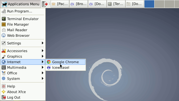 Debian Linux Wheezy Xfce Laucher Chrome