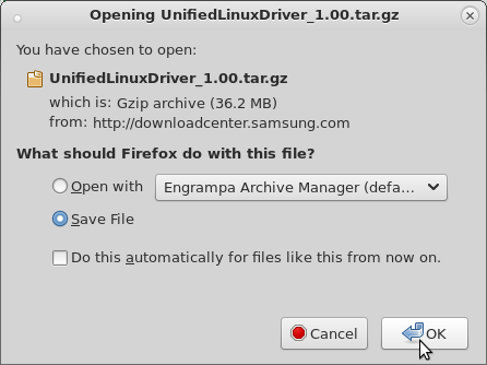 Samsung SL-M2825ND Printer Drivers Installation for Linux Ubuntu - downloading