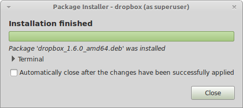 Install DropBox Linux Mint 17.1 Rebecca - GDebi DropBox Installation 2