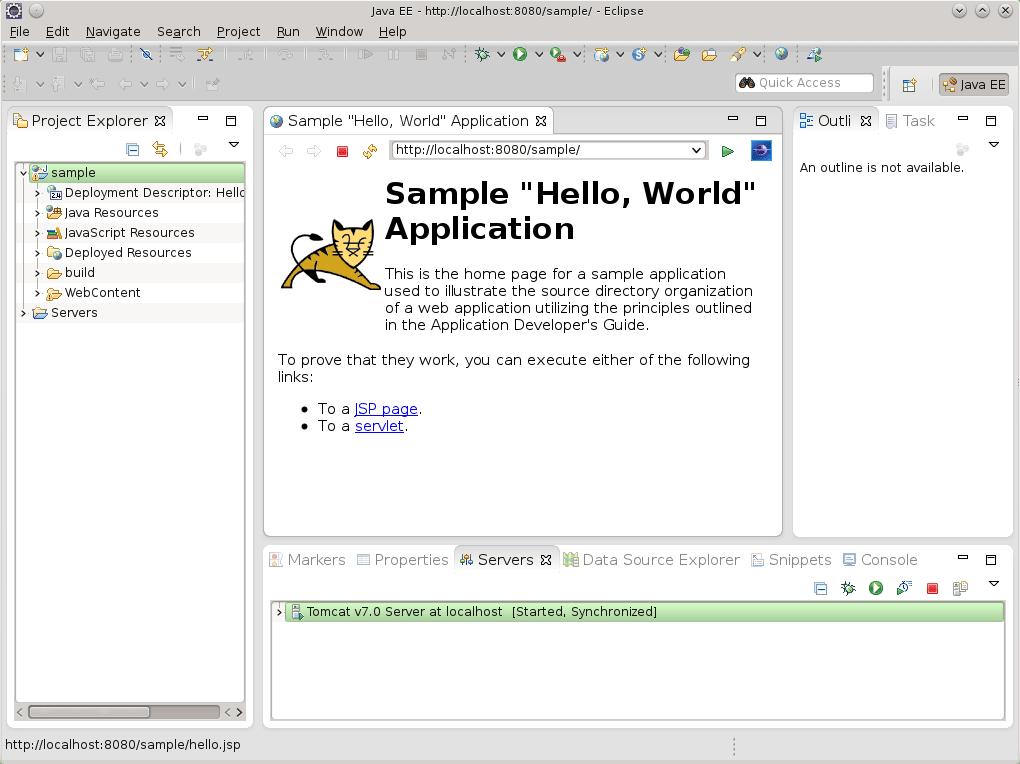 Eclipse JEE Hello-World Servlet Deployed