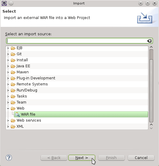Eclipse for Java JEE Quick Start Tomcat 7 Deployment - Eclipse Import War File 1