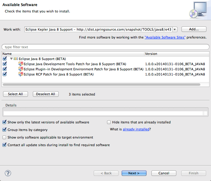 Enabling Eclipse Java 8 Support - Eclipse 2023-12 R IDE Install Java 8 Support 1