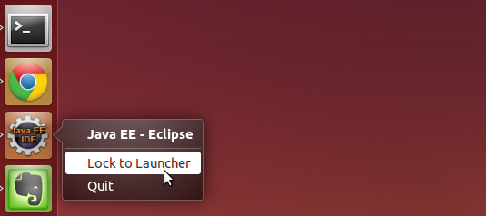 Install Eclipse for C on Ubuntu 15.10 Wily - Eclipse Lock to Launcher