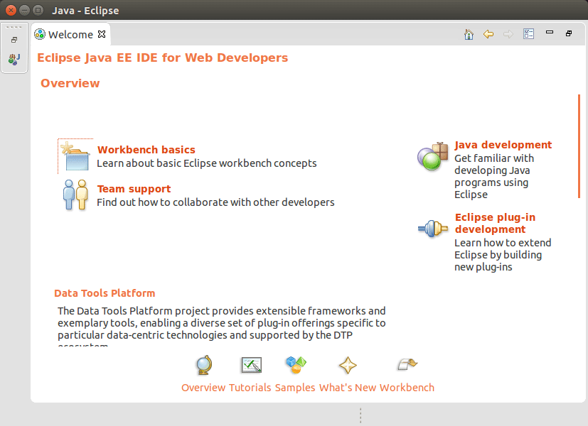 Install Eclipse 2023-12 R IDE for Java Developers Ubuntu 14.04 - Eclipse 2023-12 R IDE Workbench GUI