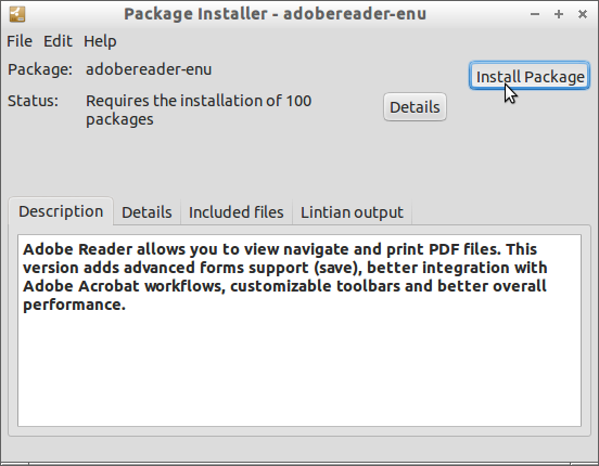 Install Adobe Reader 9+ on Lubuntu 17.04 Zesty 64-bit - GDebi Install Adobe Reader