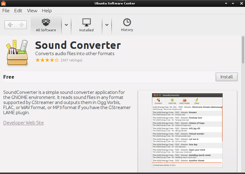 Installing Last SoundConverter on Ubuntu 15.04 Vivid - Installation by Ubuntu Software Center