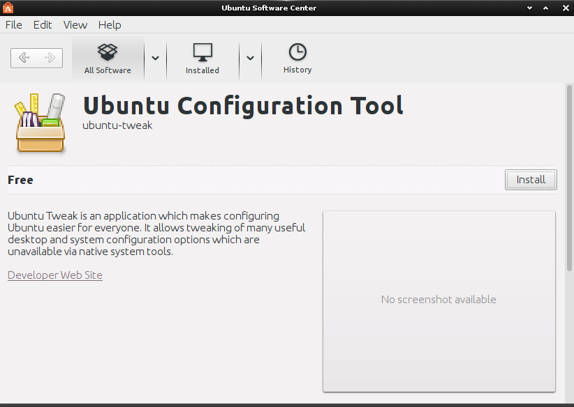 Installing Last Ubuntu Tweak on Ubuntu 15.04 Vivid - Installation by Ubuntu Software Center