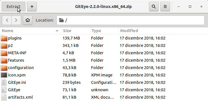 Installing GitEye for Linux Mint 17.1 Rebecca - GitEye Extraction