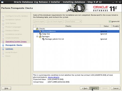 Install Oracle 11g Database on Fedora 17 GNOME 32-bit - Step 9
