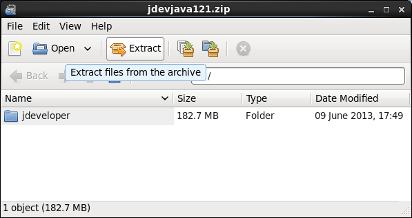 Install JDeveloper 12c Java Edition CentOS 6.X Linux - JDeveloper GNOME Extraction