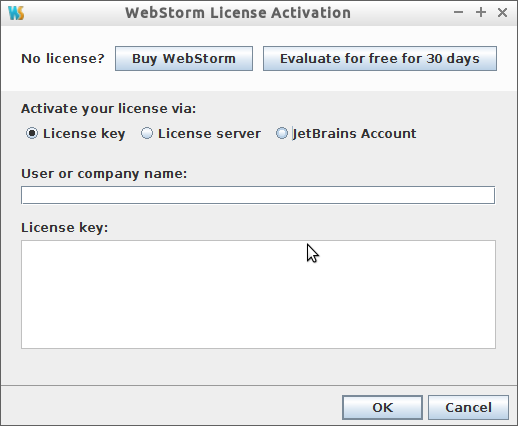 Linux Debian Installing WebStorm IDE - welcome