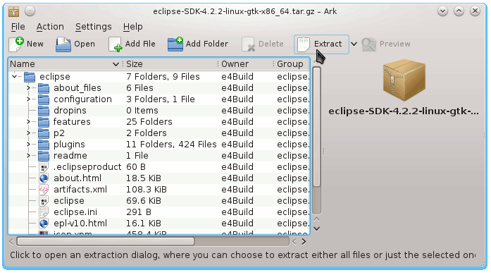 Install Eclipse Standard for Kubuntu 14.04 Trusty 32/64-bit - Extraction