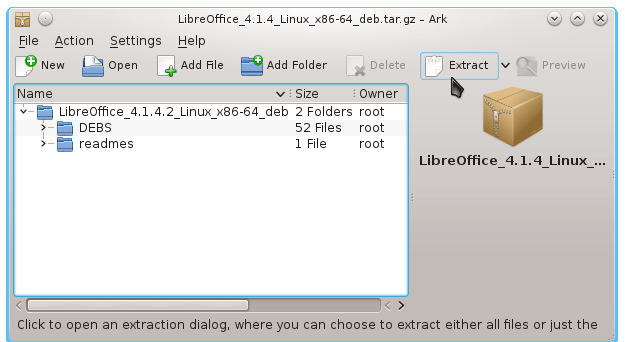 LibreOffice Installation Debian Wheezy - LibreOffice KDE Extraction