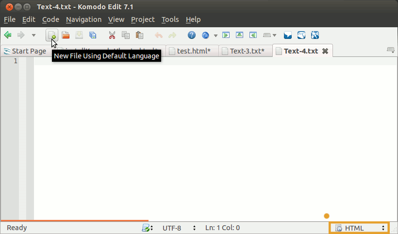 Komodo Edit New Html File