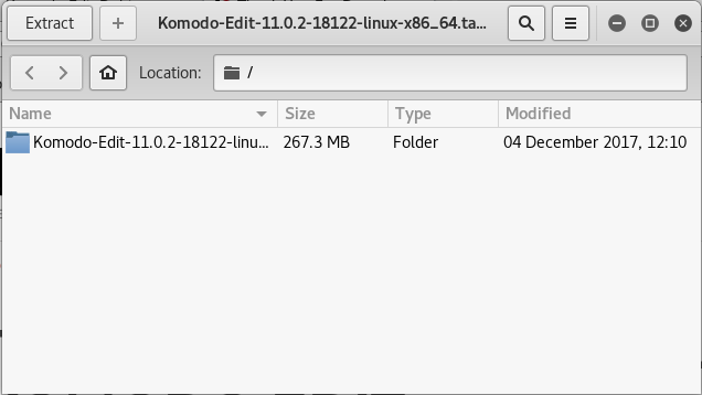 Install Komodo Edit 12.x in Debian Testing - Extraction