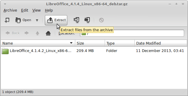 Install the Latest LibreOffice Suite on Linux Mint 13-Maya/14-Nadia/15-Olivia/16-Petra i386/amd64 Mate - LibreOffice Linux Mint Mate Extraction