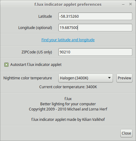 f.lux Quick Start for Xubuntu 16.04 Xenial LTS - Initial Setup
