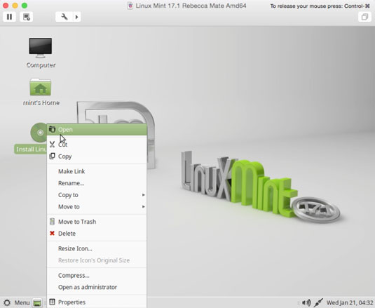 Install Linux Mint 17.1 Rebecca Mate on VMware Fusion 6 - Start Installation