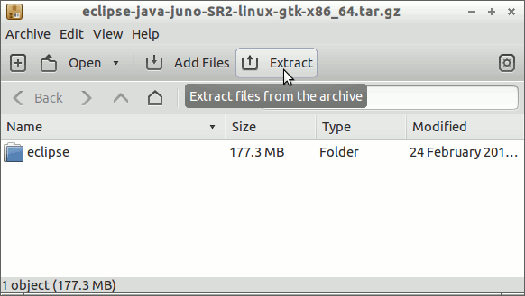 Install Eclipse for Java Developers on Lubuntu 15.04 Vivid - Extraction