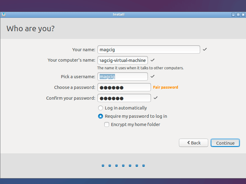 Lubuntu 14.10 Utopic Installation Steps on Top of Windows 8 - setup user