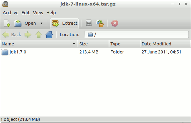 Install Oracle JDK 7 on Lubuntu 13.04 Raring - Extract Java JDK 7 tar.gz