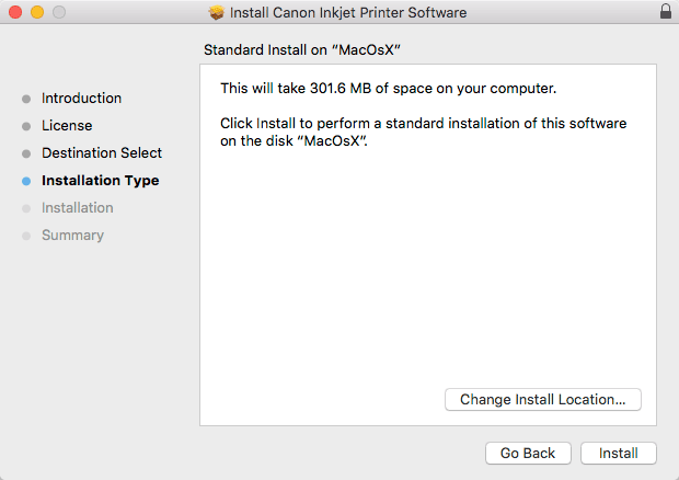 How-to Install Canon Printer Drivers for Mac OS X 10.11 El Capitan - start installation