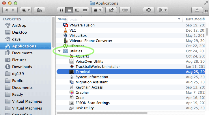Mac OS X Express.js Web Apps Quick Start Guide - Open Terminal