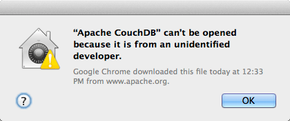 Install CouchDB Mac 10.9 Mavericks - Mac App from Unidentified Developer