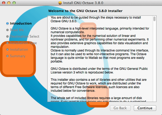 Install GNU Octave on Mac Mavericks 10.9 OS X - Installer welcome