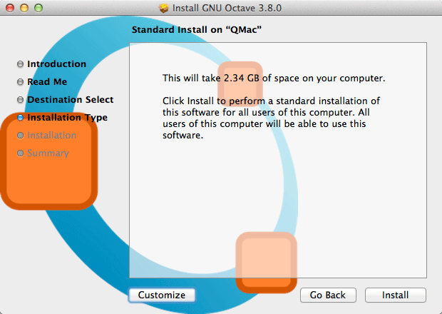 Install GNU Octave on Mac Mavericks 10.9 OS X - start installation