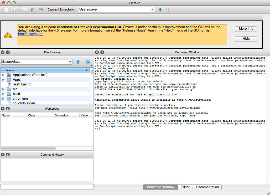 Install GNU Octave on Mac Mavericks 10.9 OS X - Octave GUI