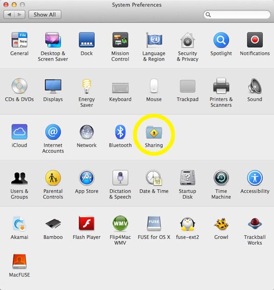 Mac Enable File Sharing - Mac System Preferences Sharing