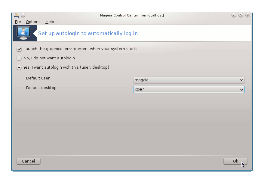 Mageia GNOME 3 Open Mageia Control Center - Set GNOME as Desktop