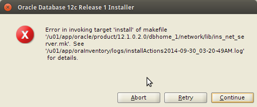Ubuntu 17 Qiana TLS Amd64 Install Oracle 12c Database - Solve Error in invoking target 'install'