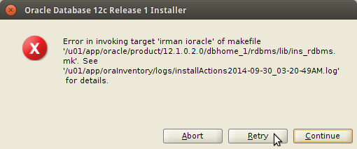 Ubuntu 17 Qiana TLS Amd64 Install Oracle 12c Database - Solve Error in invoking target 'irman ioracle'