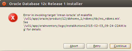 Solving Oracle 12c Database Errors on Ubuntu 14.10 Utopic - irman ioracle Issue
