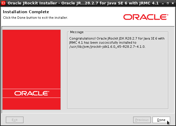 Install Oracle JRockit 1.6 on openSUSE with Mission Control - Installation Success