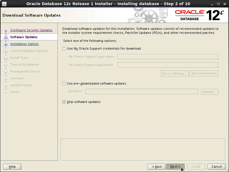 Oracle Database 12c R1 Installation for Linux Mint 17 Qiana LTS Step 2 of 13