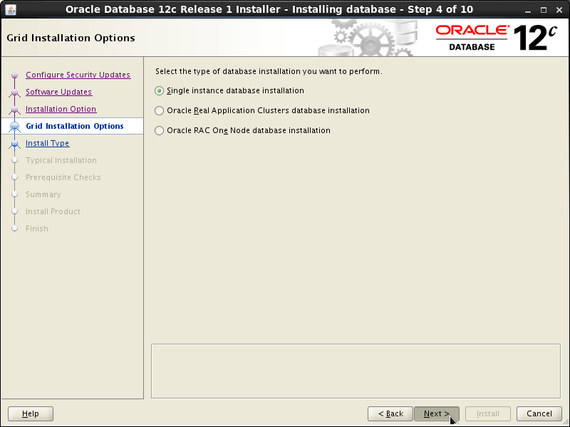 Oracle Database 12c R1 Installation for CentOS 7.x Step 4 of 13