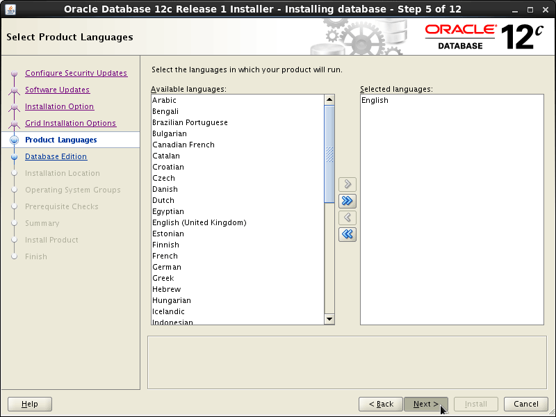 Oracle Database 12c R1 Installation for CentOS 7.x Step 5 of 13