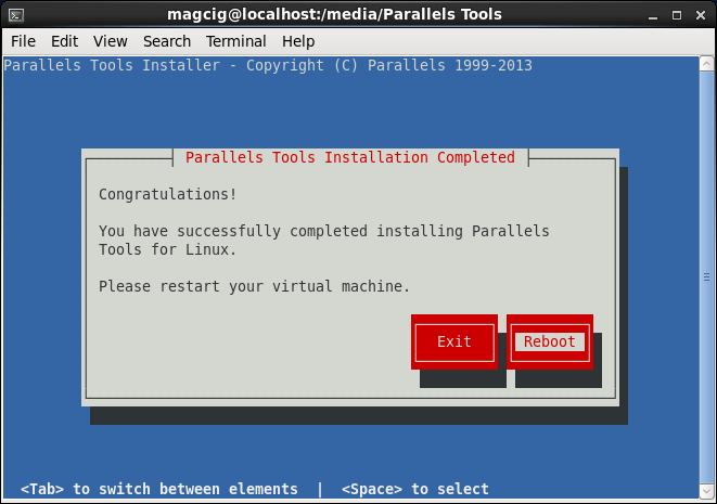 Install Parallels Tools on CentOS 6.x - Success