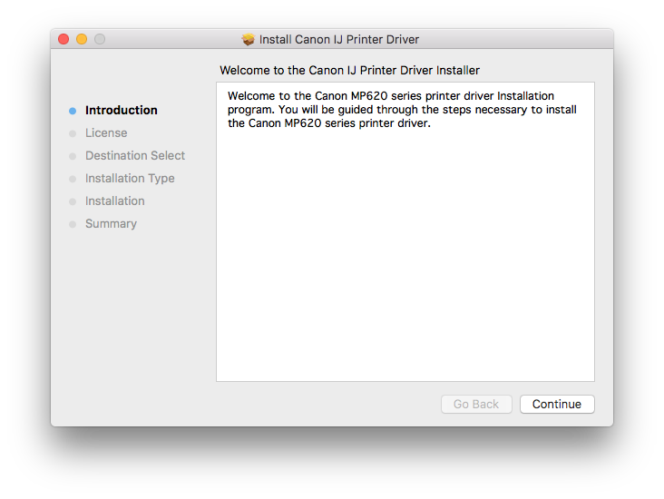 Canon MP620 Driver for Mac 10.12 Setup - Helper Tool Installation