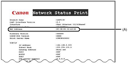 How to Find Canon Printer MAC Address - MAC on NW Status Print