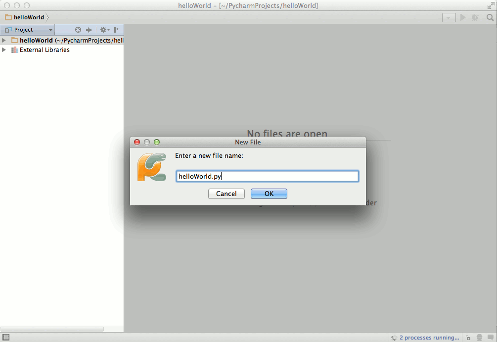 How to Install PyCharm Python IDE on macOS 10.9 Mavericks - PyCharm File Naming